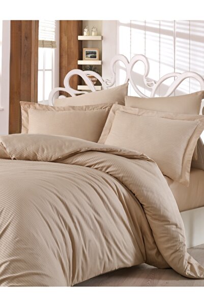 NazeninHome Striped Satin with Elastic Sheets |   Satin Duvet Cover Set Doubl...