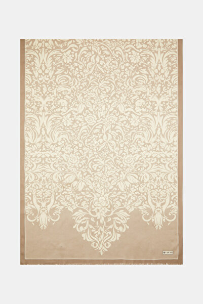 Vakko VİZON ŞAL DESENLİ VUAL İPEK ŞAL