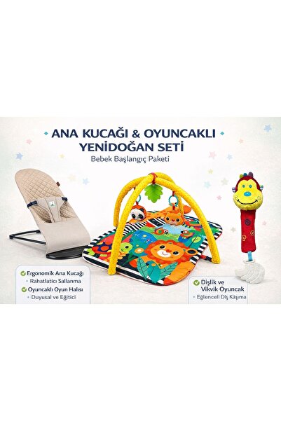 BebeMango Ana Kucağı ve Oyuncaklı Yenidoğan Seti Bebek Başlangıç Paketi