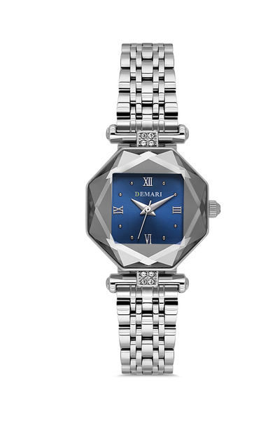 DEMARİ Women's Wristwatch Quartz Movement – Silver Strap Blue Dial Dm-00110L-A3