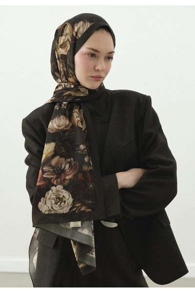 Fresh Rosine Patterned Cotton Viscose Shawl Green