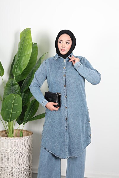 MODA ARS YANLARI DÜĞME DETAYLI KOT TAKIM