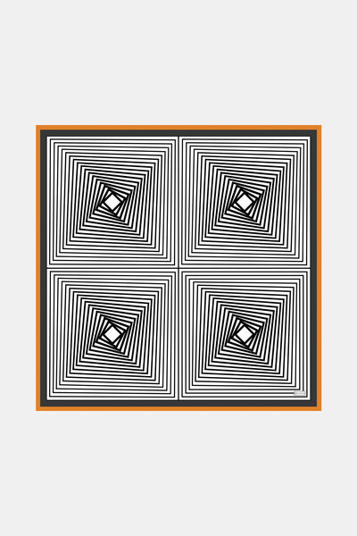 Vakko SİYAH GEOMETRİK DESENLİ TWILL EŞARP