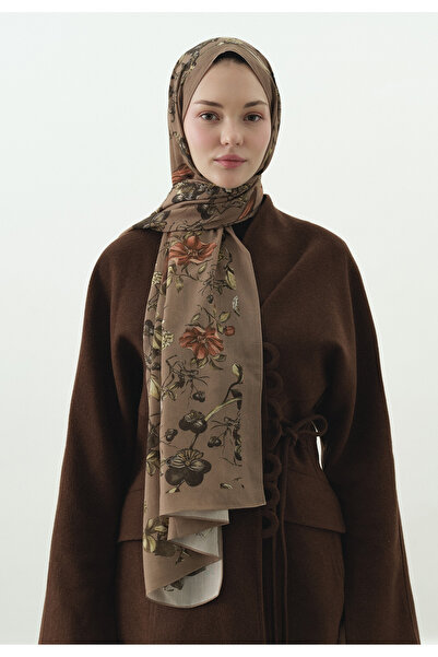Fresh Gisele Patterned Cotton Viscose Shawl Milk Brown