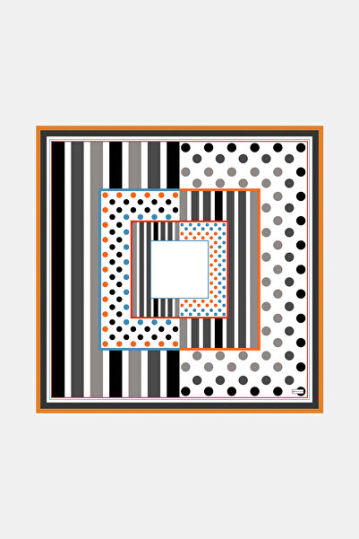 Vakko GRİ GEOMETRİK DESENLİ TWİLL EŞARP