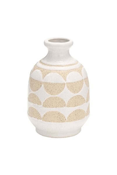 Sagebrook Home CER, 10"H HALF CIRCLES VASE, IVORY