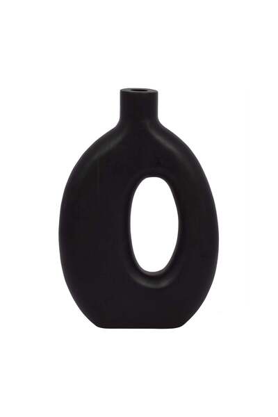Sagebrook Home Wood, 14"H Cut-Out Vase, Black