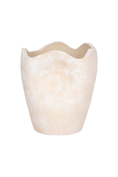 Sagebrook Home 10" ABSTRACT TEXTURED TERRACOTTA VASE, IVORY