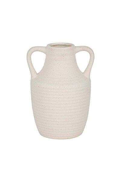 Sagebrook Home 9" Jug Vase W/ Handle Rough Texture, Ivory