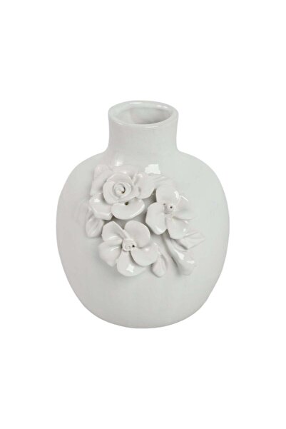 Sagebrook Home مزهرية براعم مزينة بزخارف ورود مقاس 6 × 5 بوصات، لون كريمي