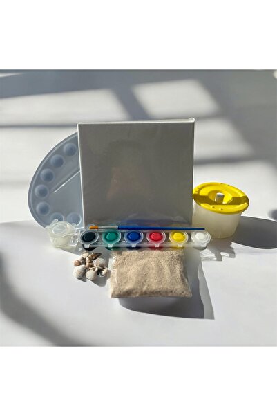 mika house 3D Dokulu Tablo Başlangıç Seti - Sahil Temalı Kanvas Boyama Seti (...