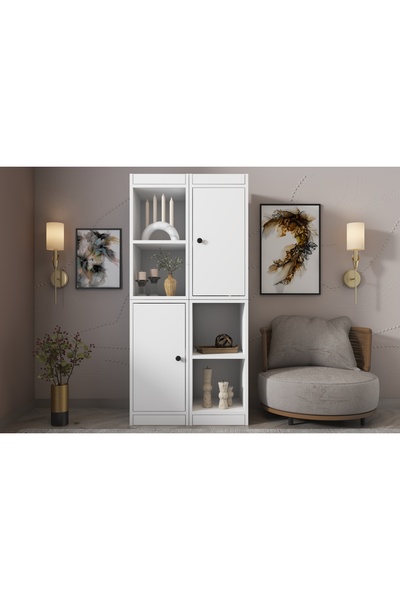 nettrends.net the new trend of shopping Modüler Beyaz Vitrin - Siyah Kulplu 2...