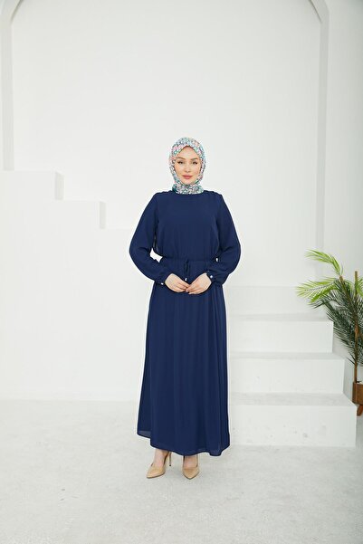 Armine TREND Kolları Lastikli Astarlı Elbise-Lacivert 25YT927