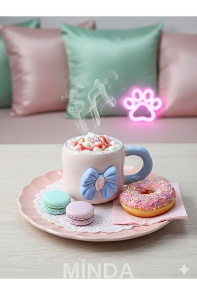 MINDA Ceramic Mug with Silicone Ribbon Figure, Large Size Cup