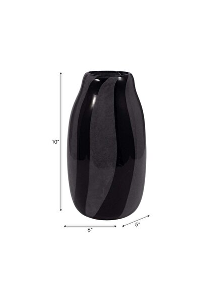 Sagebrook Home CAHAN SMALL BLACK STRIPED VASE
