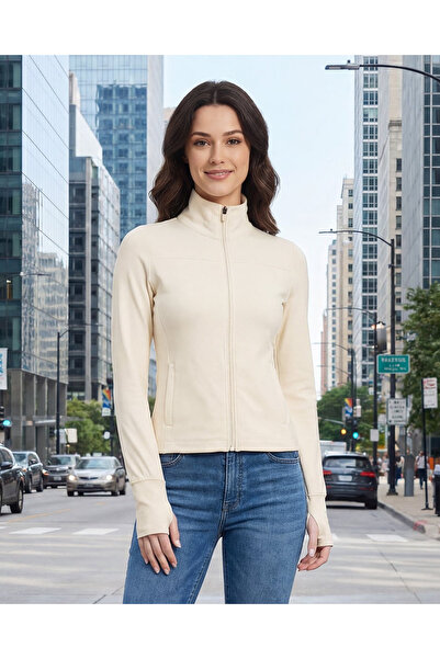 REDTAG سويت شيرت نسائي رياضي أساسي باللون البيج