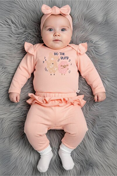 Exer Saucer Toddlers Girl 3 Pcs Graphic Print Romper And Bottom With Head Ban...