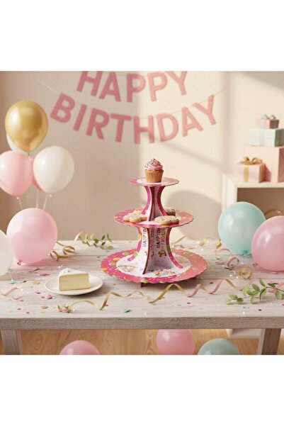 OEM Cardboard cake stand with 3 levels, Happy Birthday, total height 36 cm, 2...