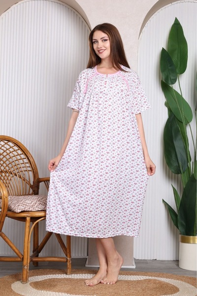 ZBTEKS Seasonal Cotton Loose Fit Wide Fit Oversize Short Sleeve Mother's Nigh...