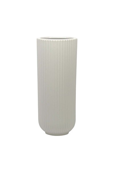 Sagebrook Home CER, 11"H RIDGED VASE, WHITE