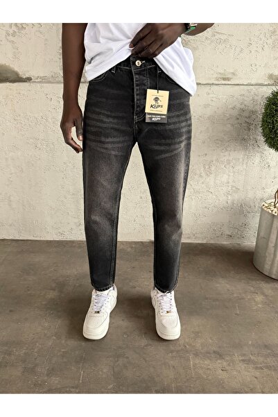 KağanKY Blugi boyfriend albi, cu cusături, stil smoket.