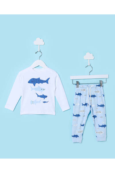 REDTAG طقم بيجامة مطبوع أبيض للأولاد الرضع (قطعتين)