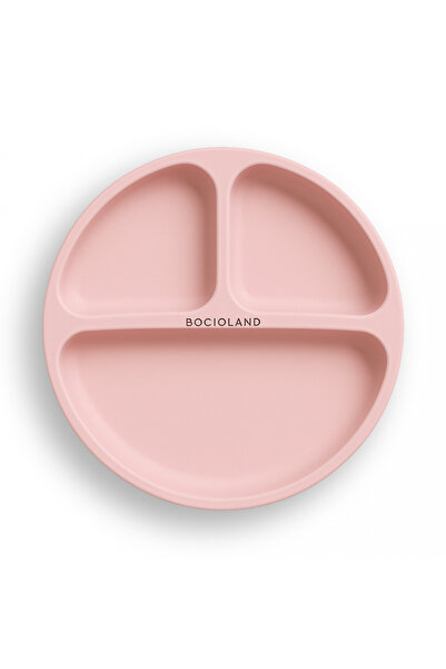 Bocioland Farfurie din silicon Pink, cu 3 compartimente si 4 ventuze de fixar...
