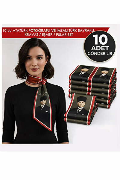 tarzınısec Set of 10 Turkish Flag Ties/Scarves/Foulards with Ataturk's Photo ...