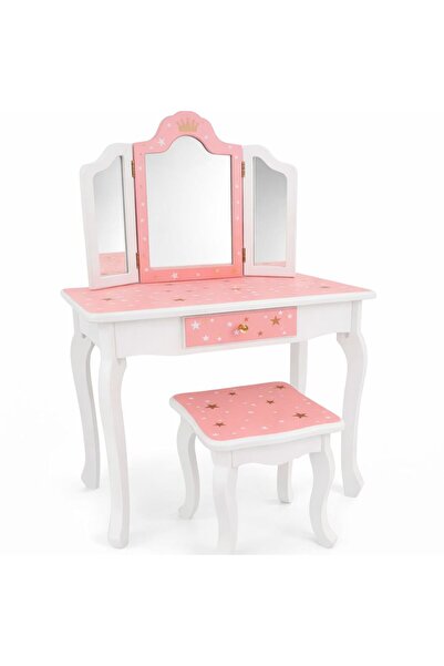 Beauty Children's dressing table with mirror and chair - Princess model, pink...