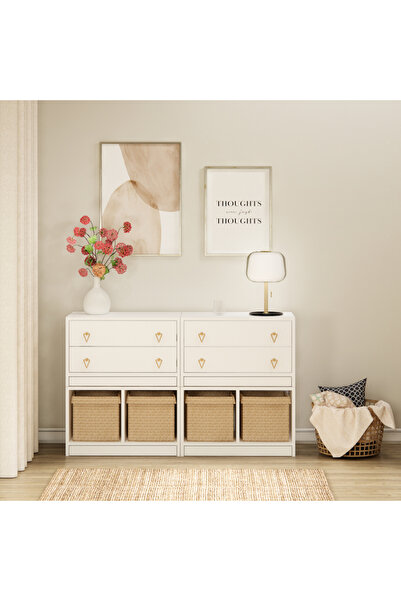 nettrends.net the new trend of shopping Uzay Kulplu 4 Çekmeceli Beyaz Şifonye...