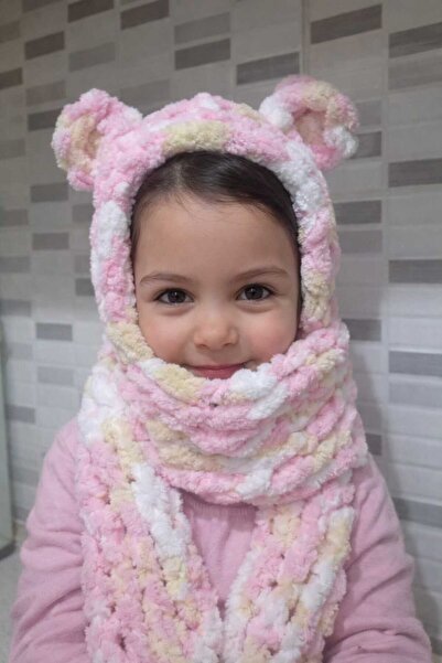 Dodemert Home قبعة باراكلافا منفوشة لطيفة على شكل دب محبوكة يدويًا (1-7 سنوات)