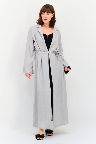 Ulyashova Women Chambray Tie Waist Maxi Dress, Grey