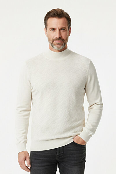 Pulltonic Men's Half Turtleneck Patterned Sweater