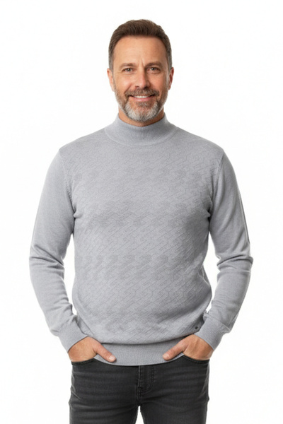 Pulltonic Men's Half Turtleneck Patterned Sweater