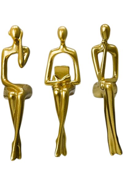 Saharina Set de 3 siluete decorative: gânditor, cititor, ascultător de muzică...