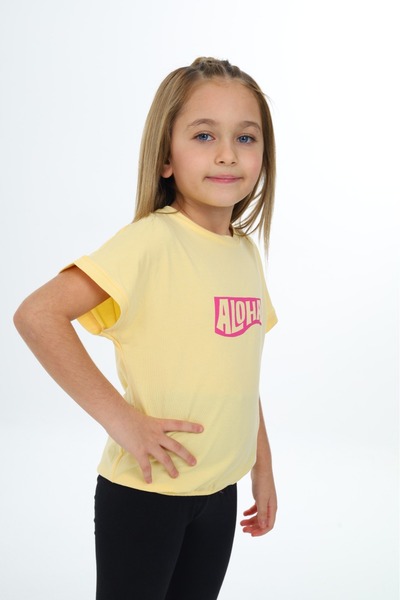 Toontoy Tricou cu mânecă scurtă pentru fete cu imprimeu guler rotund