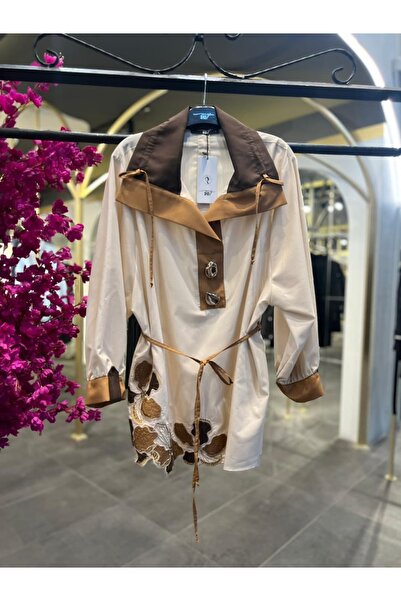 my312 - ÖNÜ NAKIŞLI BEJ GÖMLEK