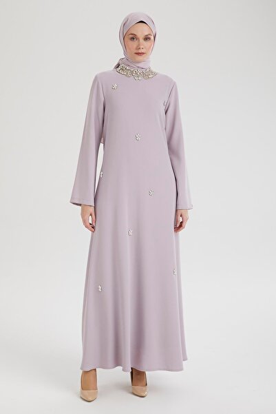 Armine TREND Taş Detaylı Salaş Kesim Elbise-Lila 25YT905