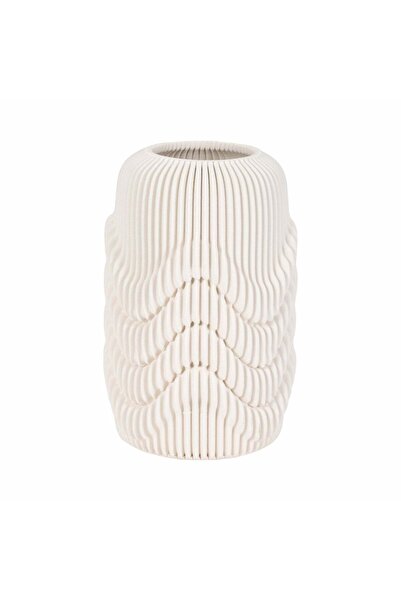 Sagebrook Home 15" PROVIDENCE 3D PRINTED VASE, IVORY/BEIGE