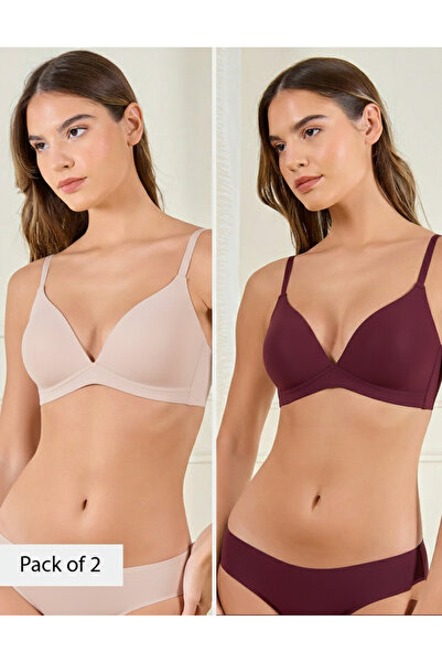 REDTAG Women Assorted Non-Wired Padded Bra Set (Pack of 3)