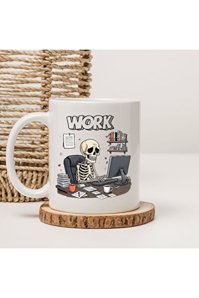 kubdekor Work Skeleton Printed Work Mug