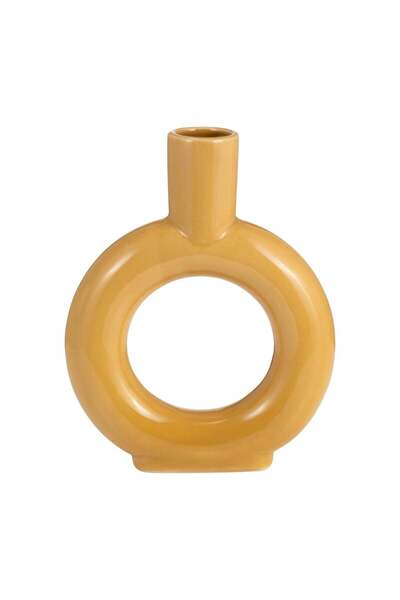Sagebrook Home CER, 9" ROUND CUT-OUT VASE, MUSTARD GOLD