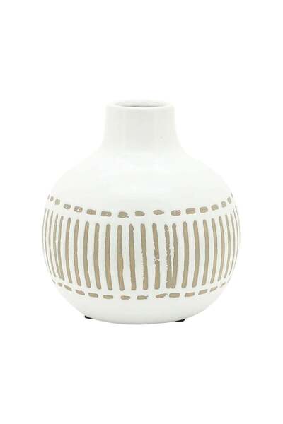 Sagebrook Home CER, 6"H ROUND AZTEC VASE, GRAY