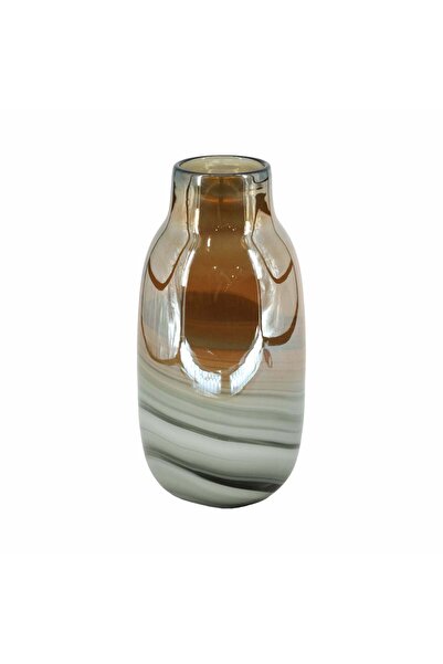 Sagebrook Home مزهرية زجاجية معدنية بارتفاع 13 بوصة، رمادي/ذهبي