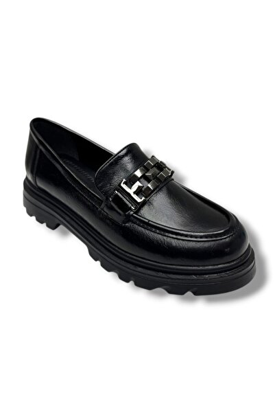 Fancy 801-26 Wrinkled Patent Leather Loafer Buckle Anatomical Women's Shoes