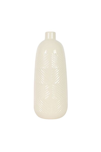 Sagebrook Home CER, 14" TEXTURED LINES VASE, COTTON