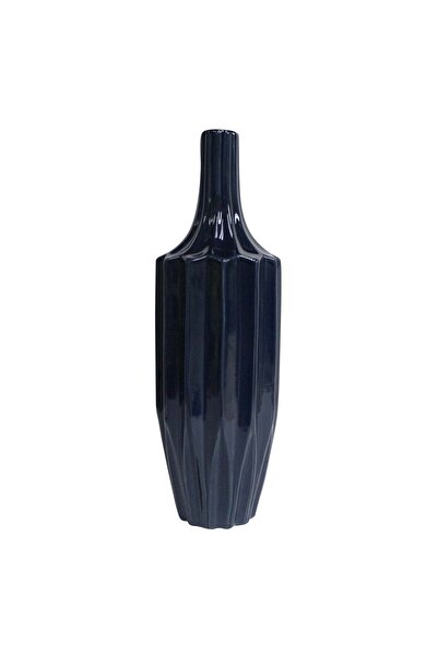 Sagebrook Home CER, 16" FLUTED VASE, NAVY