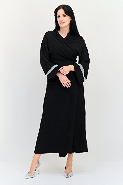 Ulyashova Women Plain Abaya Dress, Black