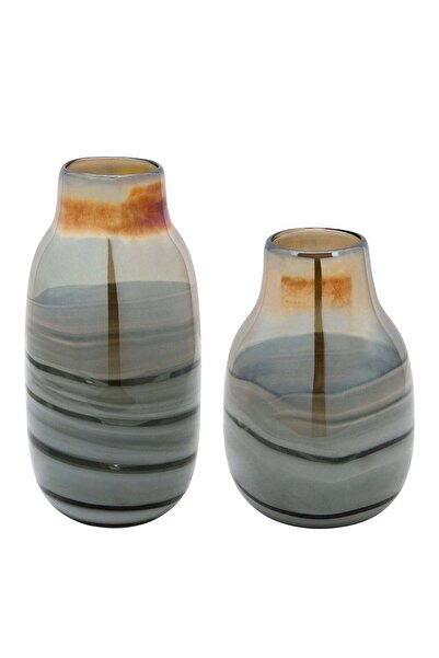 Sagebrook Home مزهرية زجاجية معدنية بارتفاع 10 بوصات، أسود/ذهبي