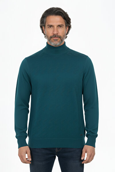 Pulltonic Men's Half Turtleneck Patterned Sweater